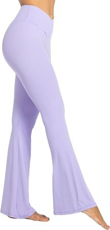 Amazon.com: Sunzel Flare Leggings, Crossover Yoga Pants with Tummy Control, High Waisted and Wide Leg, No Front Seam Lilac Small : Clothing, Shoes & Jewelry