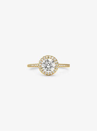 Precious Metal-plated Sterling Silver Pavé Oversized Halo Ring | Michael Kors