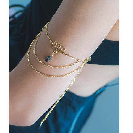 Chain Upper Arm Bracelet | Boho Style Lotus Flower Armlet | Upper Arm Band | Layered Chain Armlet | Lotus Arm Band |Atelier Petites Pierres