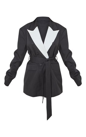 Black Contrast Lapel Blazer | Coats & Jackets | PrettyLittleThing USA
