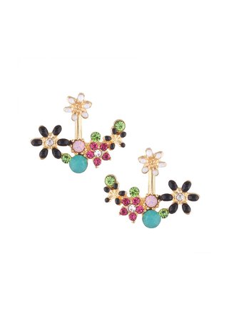 Rhinestone Flower Swing Earrings