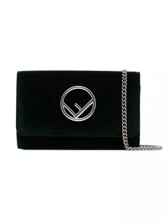 Fendi Green Logo Velvet Wallet On Chain - Farfetch