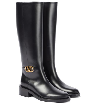 Valentino Garavani - VLOGO 45 knee-high leather boots | Mytheresa