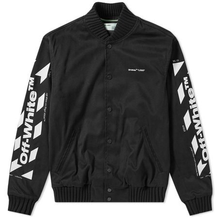 Off-White Diagonals Skinny Varsity Jacket Black | END.