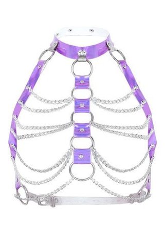 Purple Holographic Caged Harness | Attitude Clothing