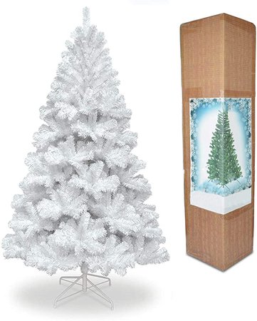 SHATCHI 7ft Alaskan Pine Snow White Christmas Bushy Looking Artificial Tree with Metal Stand Xmas Home Decor 210cm, PVC, 7Ft/210CM: Amazon.co.uk: Kitchen & Home
