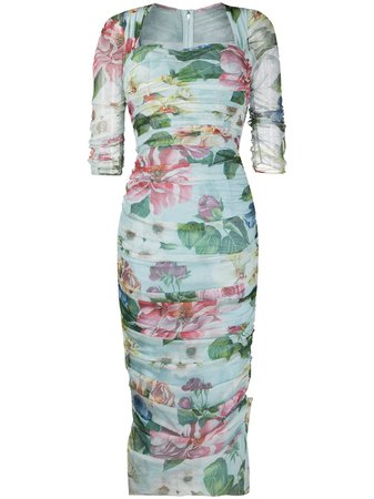 Dolce & Gabbana Draped Floral Print Dress - Farfetch