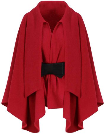 Zalinah White - Alyona Wool Manteau Cape Coat In Classic Red With Belt