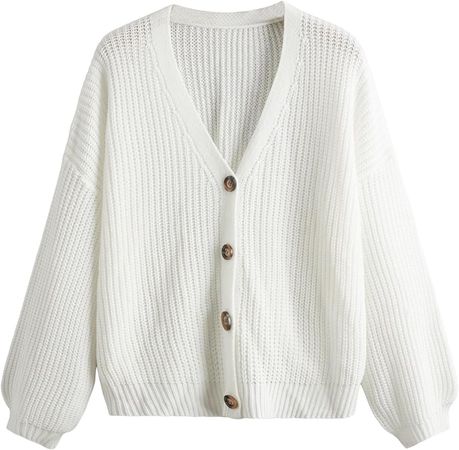 Verdusa Women's Plus Size V Neck Button Up Drop Shoulder Cardigan Sweater at Amazon Women’s Clothing store