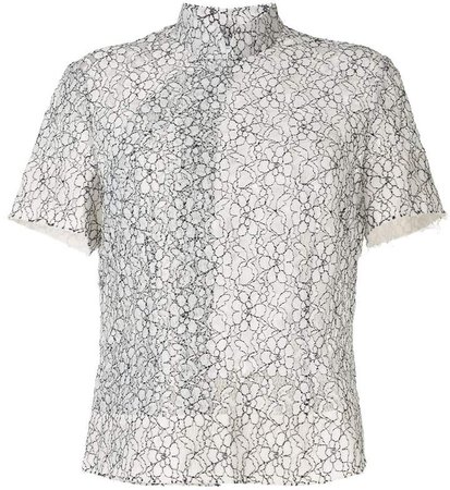 Floral Lace Embroidered Sheer Shirt