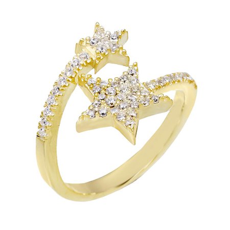 Gold Double Star Diamond Ring