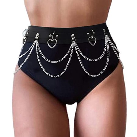 Amazon.com: Bodiy Punk Waist Chain Belts Leather Gothic Layered Heart Love Rave Belly Body Chains Jewelry for Women Sexy (Black-1) : Clothing, Shoes & Jewelry