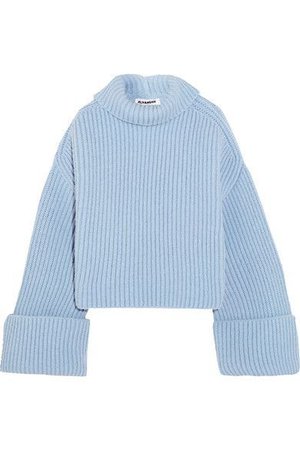 JIL SANDER Oversized Ribbed Wool-Blend Turtleneck Sweater.