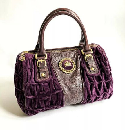 Juicy Couture Vintage Purple Plum Leather Details Velour Royal Crown Small Bag | eBay
