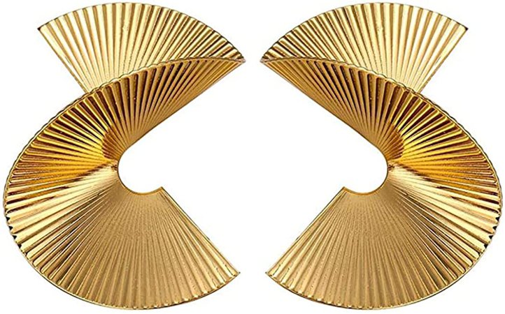 Amazon.com: Bmadge Gold Geometric Earrings Exaggerated Statement Earrings Punk Stylish Sectored Twisted Earring Jewelry for Women and Girls (Sectored): Clothing, Shoes & Jewelry