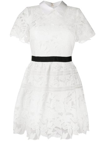 Shop white Self-Portrait short guipure dress with Express Delivery - Farfetch