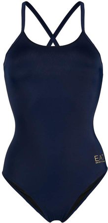 Ea7 Emporio Armani Metallic Logo One-Piece Swimsuit
