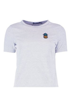 Petite Pineapple Badge T-Shirt | boohoo