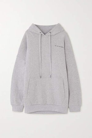 4 Star Printed Cotton-jersey Hoodie - Gray