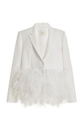 Feather-Trimmed Crepe Blazer Jacket By Lapointe | Moda Operandi