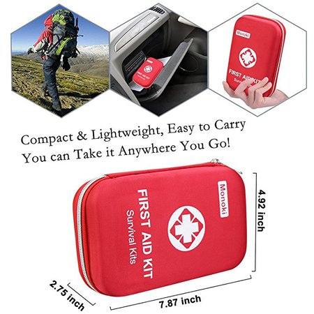Amazon.com : Monoki First Aid Kit Survival Kit, 241Pcs Upgraded Outdoor Emergency Survival Kit Gear - Medical Supplies Trauma Bag Safety First Aid Kit for Home Office Car Boat Camping Hiking Hunting Adventures : Sports & Outdoors