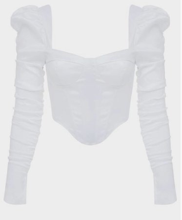 white puff sleeve corset top