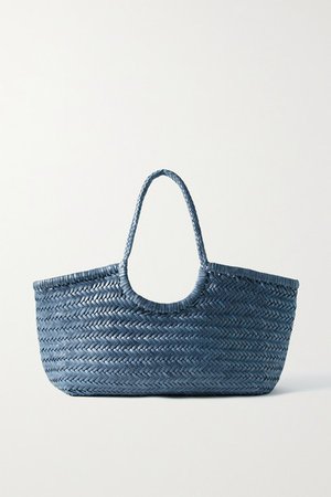 Nantucket Large Woven Leather Tote - Blue