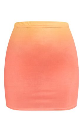 Orange Ombre Print Slinky Split Side Mini Skirt | PrettyLittleThing USA