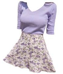 aesthetic clothes png retro purple skirt shirt