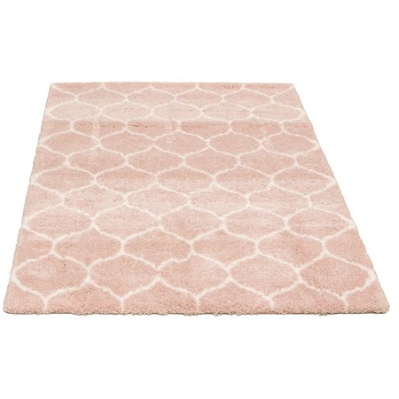 Dames Geometric Pink/White Area Rug