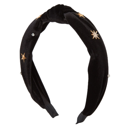 Claire's Ribbed Celestial Knotted Headband - Black