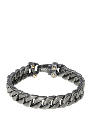 Belk & Co. Stainless Steel Curb Chain Bracelet with Black and Gold Ion Plating