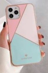 pink and teal phone