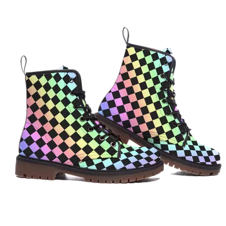 Harlequin Rainbow Sorbet Stompers Clowncore Adult Unisex Clown Boots f – yesdoubleyes