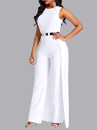 Amazon.com: VERWIN Patchwork Overlay Embellished Plain Women's Jumpsuit High-Waist Woman Romper: Clothing