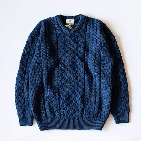 Carraig Donn Men's Irish Traditional Aran Wool Pullover Sweater (Large, Atlantic): Amazon.ca: Clothing & Accessories