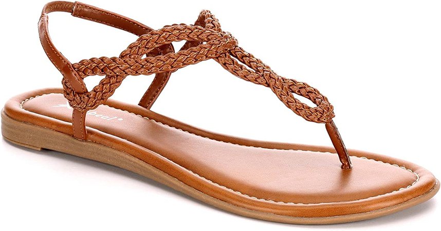 Amazon Xappeal Akia Women's Braided Ankle Strap Gladiator Sandals Brown