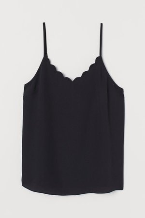 Scallop-trimmed Camisole Top - Black - | H&M US