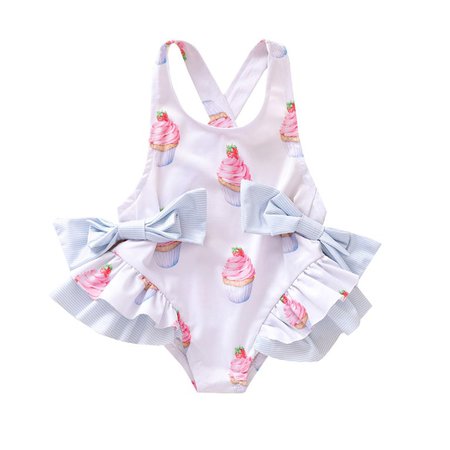 Toddler Kids Baby Girl Bowknot Cupcake One-Piece Swimsuit Bathing Suit Beachwear - Walmart.com