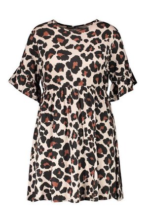 Plus Leopard Print Smock Dress | Boohoo