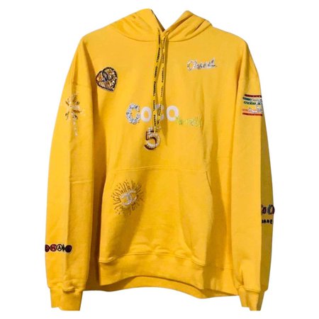 Chanel x Pharrell 2019 Chanel Appliqué Sunflower Yellow Hoodie For Sale at 1stDibs