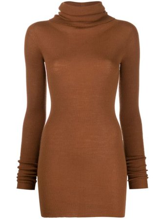 Rick Owens Ribbed Knit Roll Neck Sweater