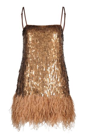 Chemical Attraction Feather Trim Sequined Mini Dress By Johanna Ortiz | Moda Operandi