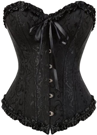 Amazon.com: Womens Floral Black Lace Trim Corset Overbust Waist Cincher Bustier Top: Clothing