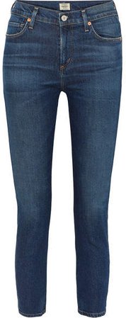 Harlow Mid-rise Straight-leg Jeans - Dark denim