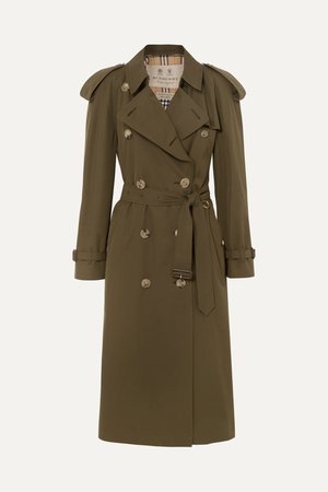 Army green The Westminster Long cotton-gabardine trench coat | Burberry | NET-A-PORTER