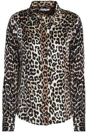 Dufort Leopard-print Stretch-silk Satin Shirt