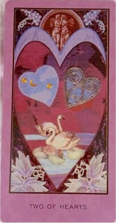 two of hearts tarot card pink