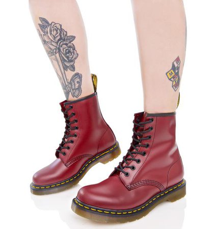 Cherry Red 1460 8 Eye Boots
