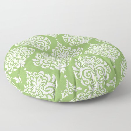 Green Damask Floor Pillow by seafoam12 | Society6